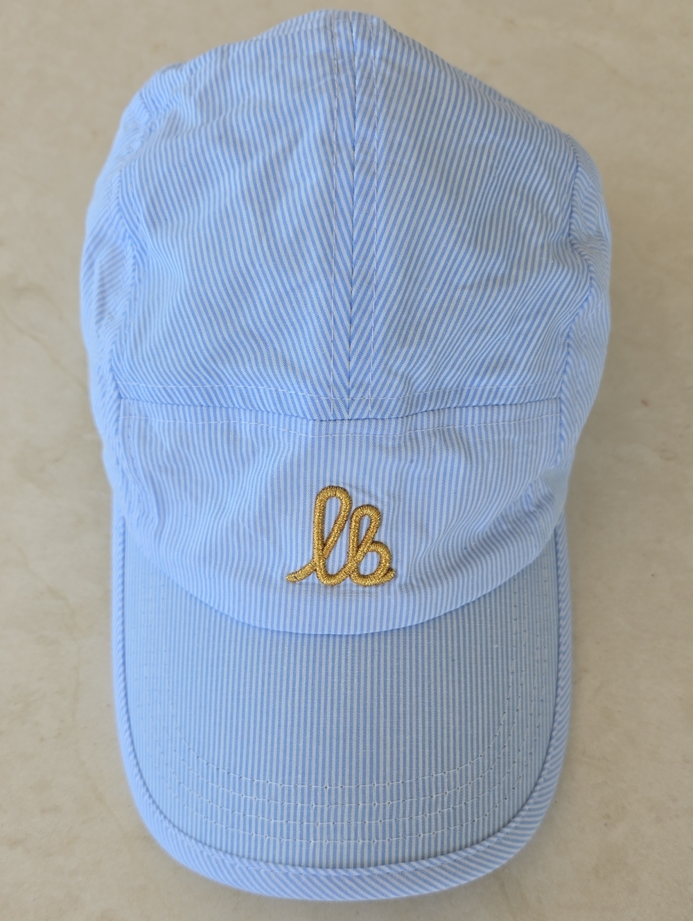 Long Beach Embroidered Logo Adjustable Baseball Cap - Blue & White Stripes